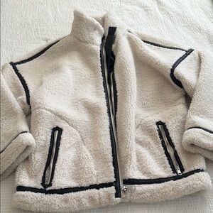 Abercrombie & Fitch Cream Teddy Jacket with Black Accents